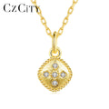 925 Sterling Silver Clear Zircon Square Simple Pendant Necklace for Women 14K Gold Plating Minimalist Fashion Jewelry