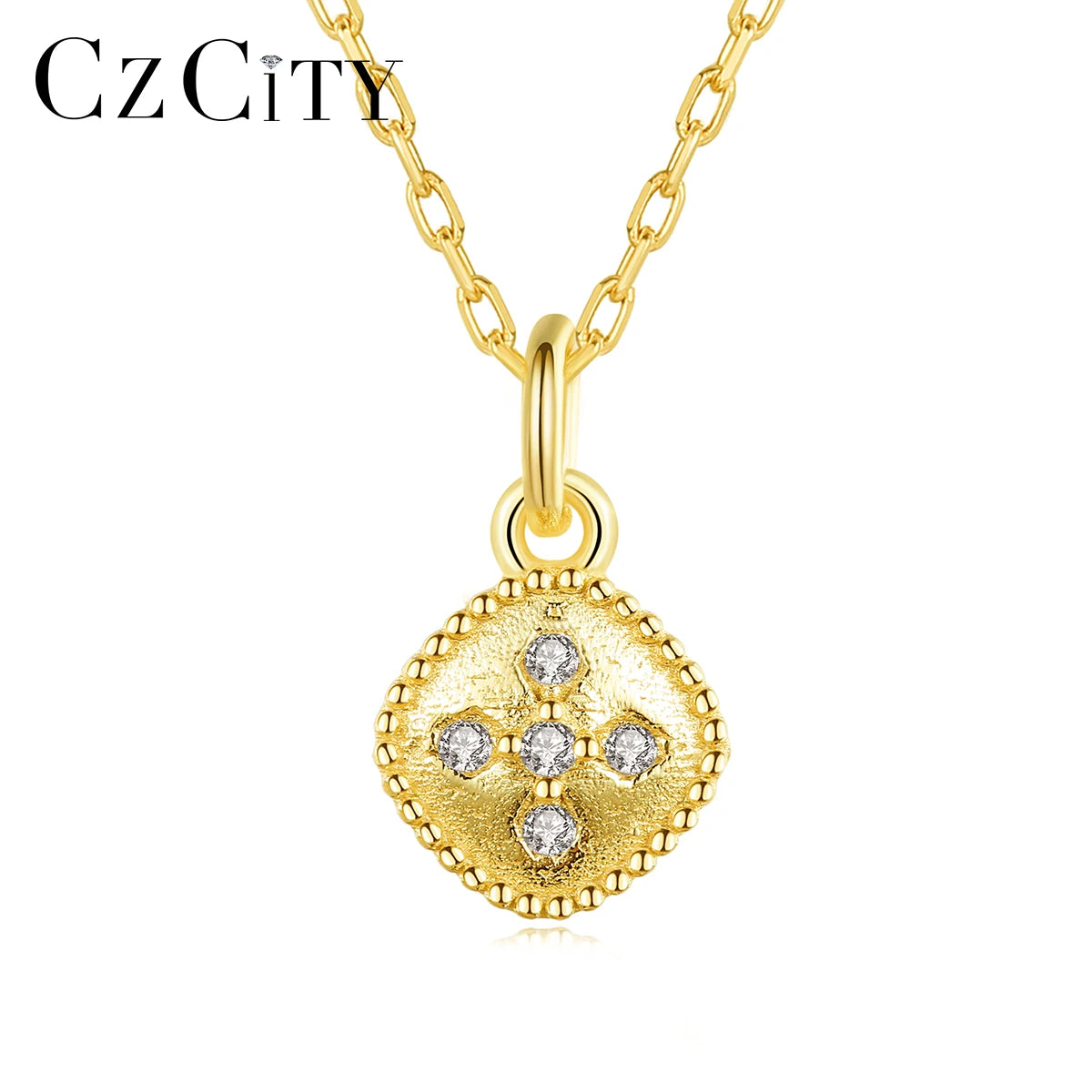 925 Sterling Silver Clear Zircon Square Simple Pendant Necklace for Women 14K Gold Plating Minimalist Fashion Jewelry