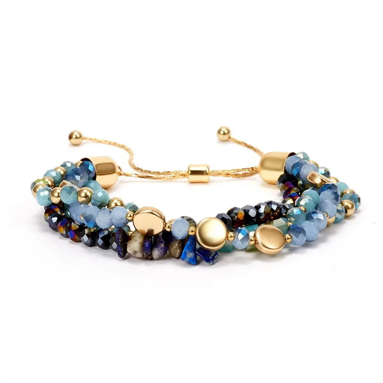 Winding Multilayer Natural Stone Crystal Bead Bracelet Trendy Adjustable Size Fashion Bracelet for Women Handmade Jewelry