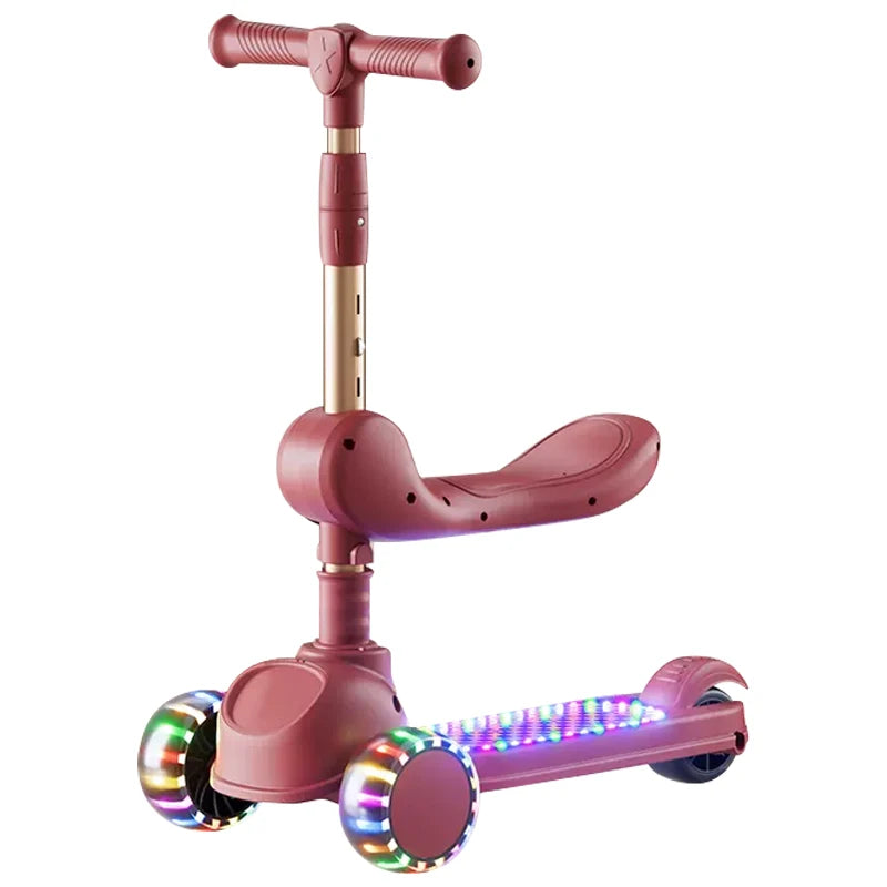 Factory Direct 3 Wheel Scooter Ergonomic Saddle Seat 3-Level Adjustable Gravity Steering Flashing PU Wheels OEM