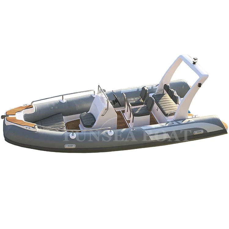 Gray Fiberglass 17ft 5.2m 8 Person PVC or Hypalon Rigid Inflatable Sport Yacht FUNSEA RIB520A 1.2mm CE Certified
