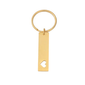 New Fashion Jewelry Stainless Steel Heart Key Ring Bar Keychain Blank Laser Engraving Keychain Custom for Diy Key Ring