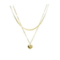 Fashion Designer Attractive Women's Double Layered Wearing Stainless Steel Gold Niche Collarbone Chain Love Pendant Necklace