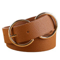 Women Pu Leather Belt for Jeans Dress Waist Belts With Double O Ring Buckle