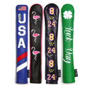 Custom Premium PU Leather Headcovers Embroidery Holds 2 Sticks Golf Alignment Stick Cover