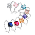 Wholesale Custom Fine Jewellery Rhodium Plated ODM 925 Sterling Silver Square CZ Gemstone Classic Women Rings