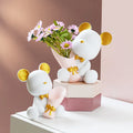 Creative Bouquet Violent Bear Home Living Room Office Desktop Decoration Resin Craft Bear Brik Vase