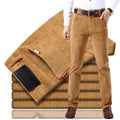 Autumn Winter Men's Corduroy Casual Trousers Youth Straight Style Mid Waist Lightweight Plain Dyed Zipper  Casual Trousers