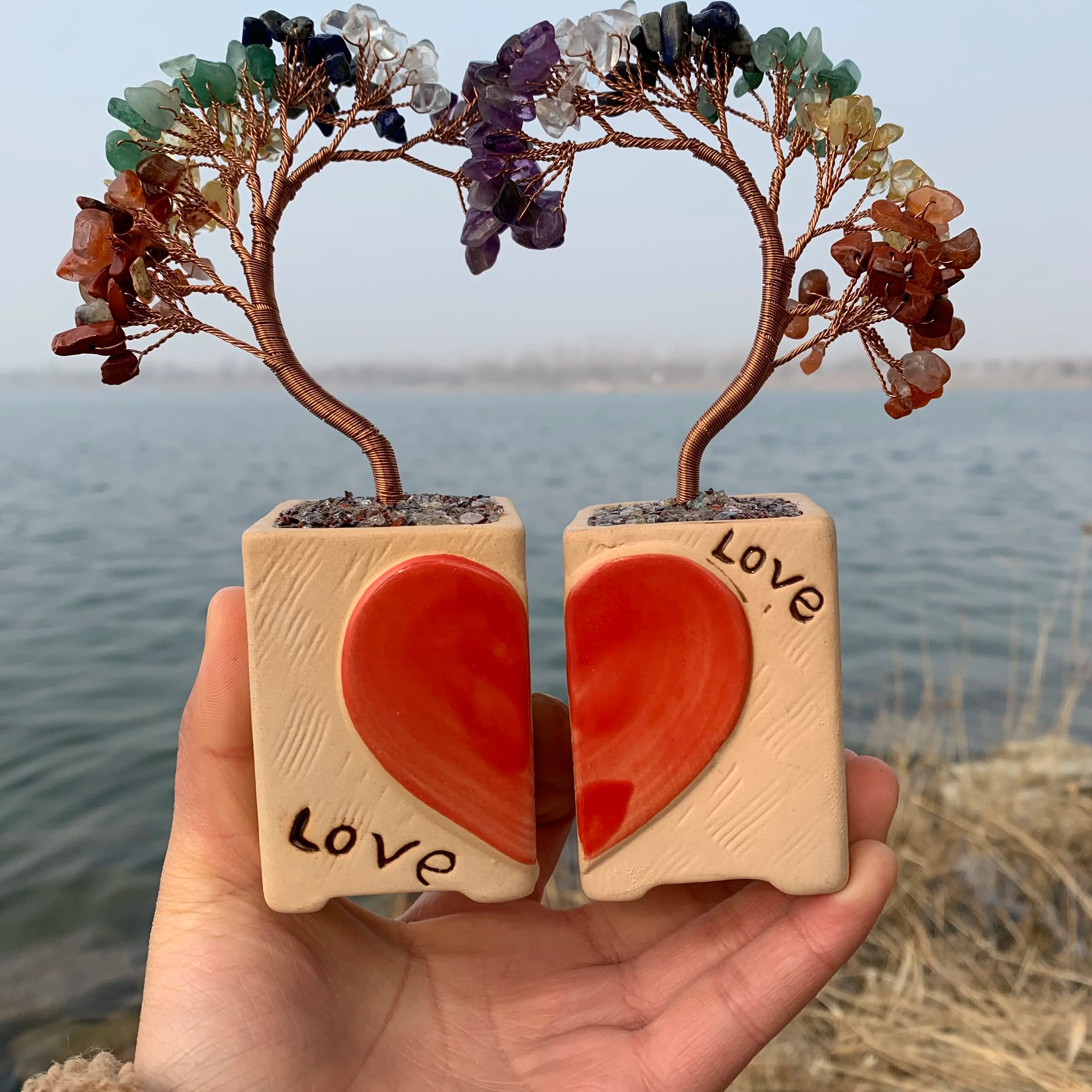 Natural Amethyst Crystal Quartz Gemstone Rose Quartz Citrine Chakra Crystal  Rich Lucky Tree love Gift