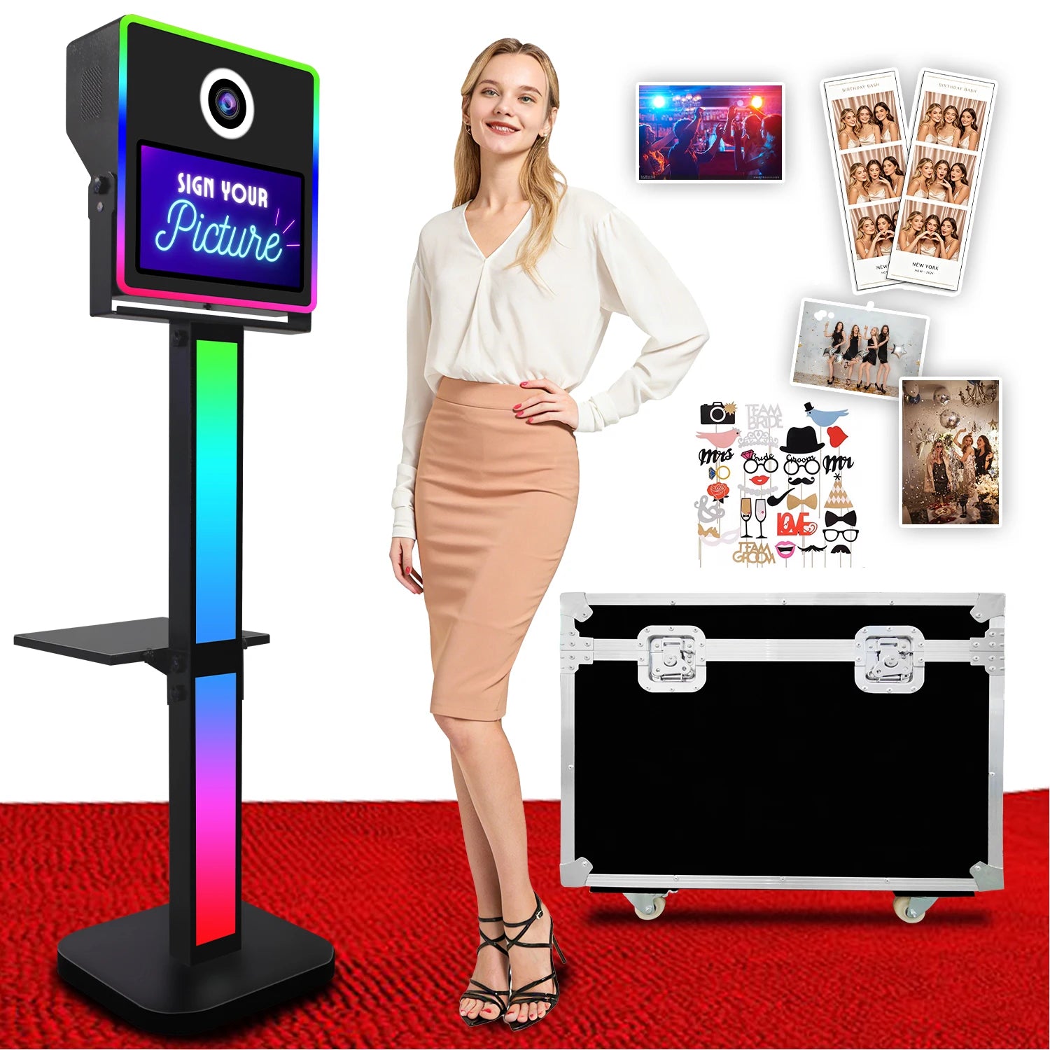 15.6 Inch Touch Screen Selfie Photobooth Machine Compatible With Printer and Camera DSLR Photo Booth Shell for Events Party