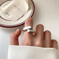 Luxury 100% 925 Sterling Silver Geometric Cross Adjustable Ring for Women Wedding Party Jewelry