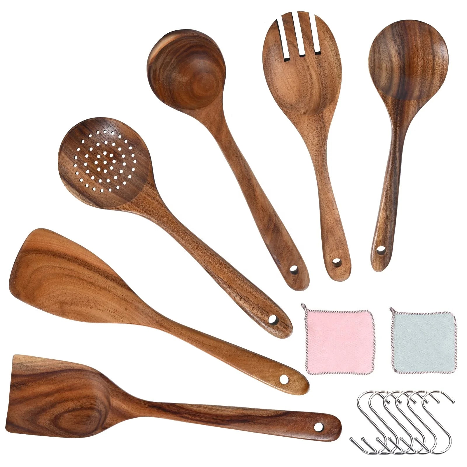 Kitchen Utensils Acacia Wood Handle Wooden Cooking Bamboo Spoon Spatula Cookware for Home Kitchen Utensils Set Cooking Tools