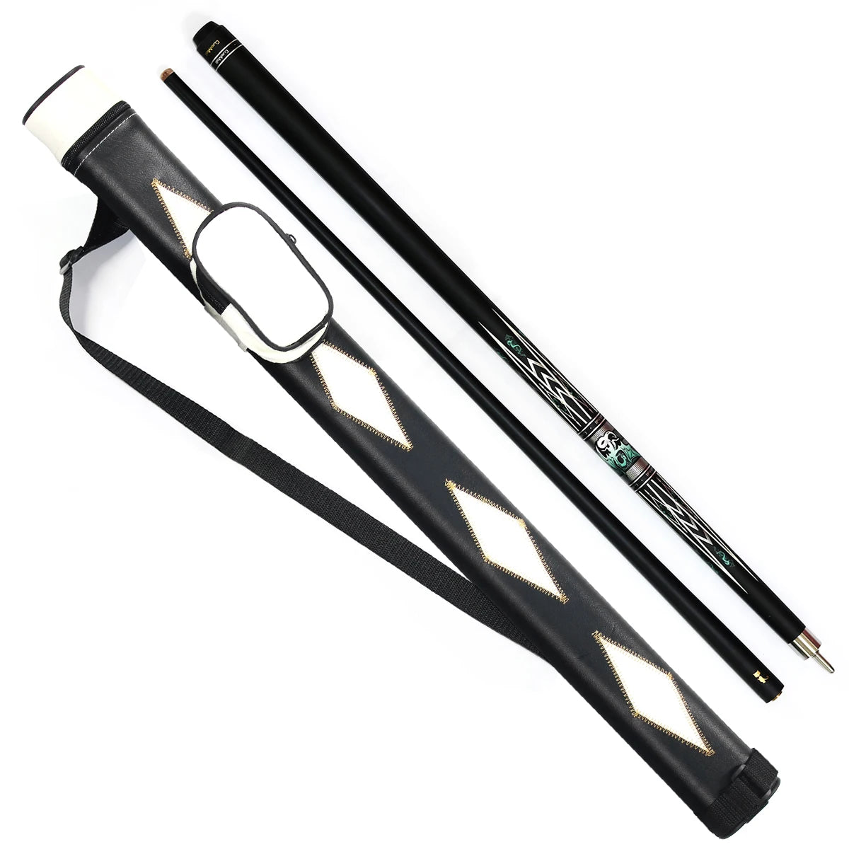 Hot Sale Present 58inch Nine-ball Carom Carbon Fiber Billiard Pool Cue Stick Bag Gift Set 2 -pc Billiard Cue Gift Set Kit & Case