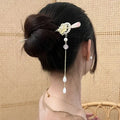 Chinese Hair Stick Flower Tassel Hairpin Vintage Ancient Girls Hair Bun Forks Chopsticks Vintage Hanfu Headpiece Hair Jewelry