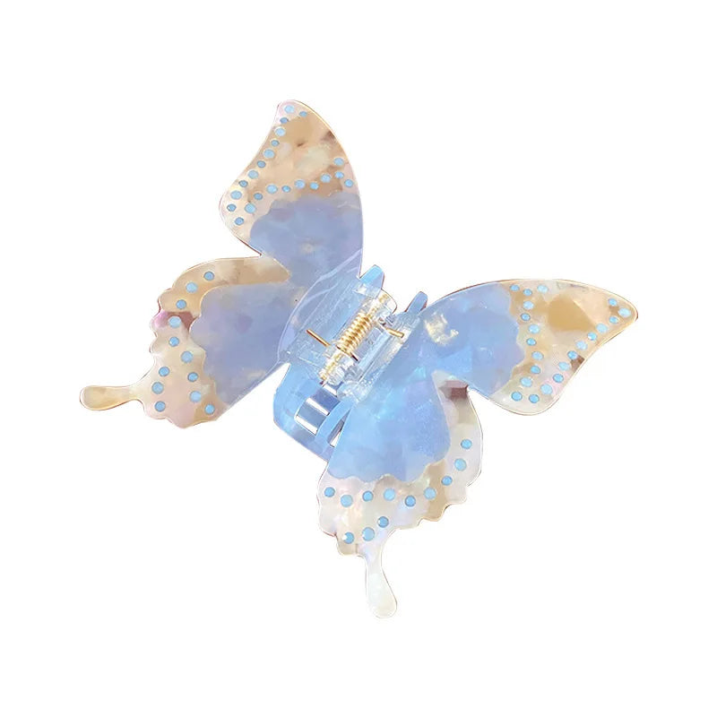 Wholesale Custom Logo Women Fashion 8.5cm Large Butterfly Hair Claw Accessories Crystal Rhinestone Acetate Hair Clips