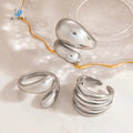 SUMMLY Vintage Silver Stainless Steel Open Irregular Ring Fashion Wholesale Personalized Fashion Jewelry