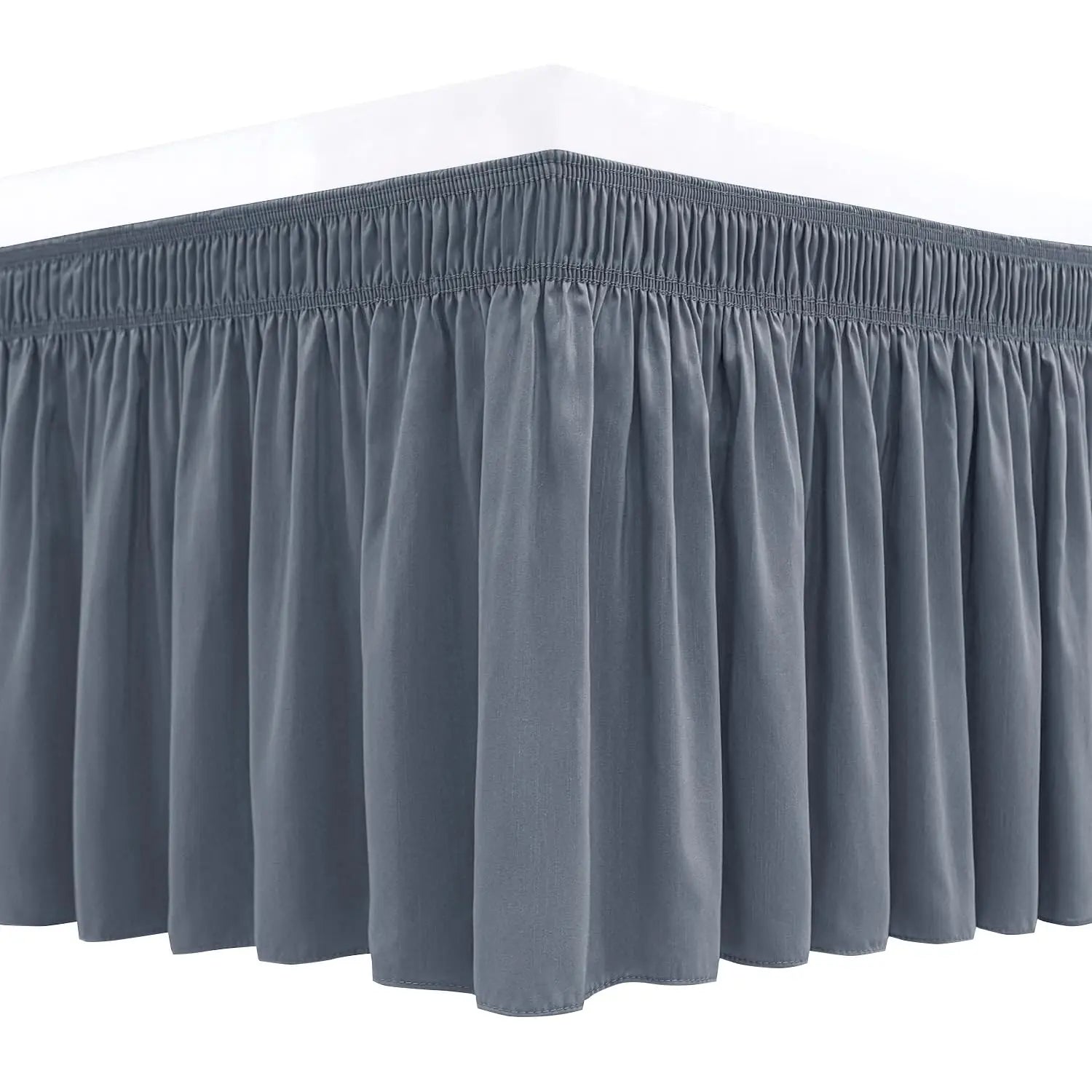 Wrap Bed Skirts Lavender Adjustable Elastic Dust Ruffles Easy Fit Wrinkle Silky Luxurious Fabric Machine Washable Customized