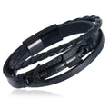 Men's New Fashion Metal Arrow Leather Bracelet Multilayer Stainless Steel Clasp PU Leather Braid Bracelet Fashion Cuff Jewelry