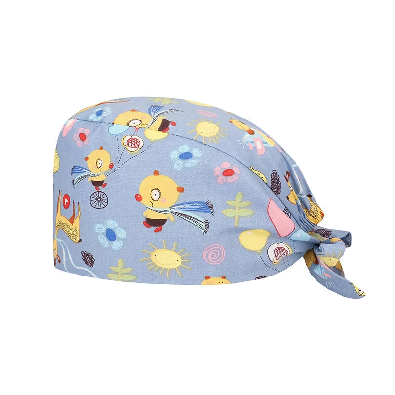 Fashion Print 100%Cotton Fabric Scurbs Scrub Hat for Nurse Custom Your Own logo Hats
