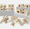 Detachable Guinea Pig Sport Exercise Toys Wooden Hamster Toys Set Animals Seesaw Rainbow Bridge Swing Dwarf Hamster Cage