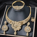 Quality Promotional 14K Gold Plated Zircon Earring Ring Necklace and Bracelet Jewellery Sets