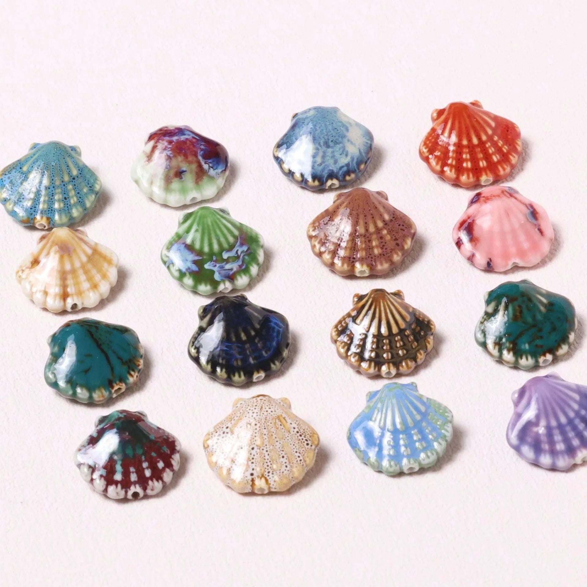 Wholesale 25*28*10mm Geometric Ceramic Clay Beaded Big Shell Loose Beads DIY Jewelry