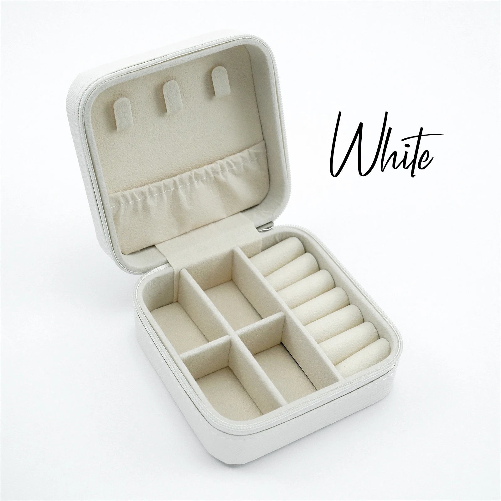 Factory Directly Sale Fashion Jewellery Organiser Beige Colors Travel Jewelry Organisation Box in Stock PU Leather Custom logo