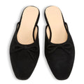 Women Square Toe Summer Fashion Classic Bow Tie Genuine Leather Flat Mule Slides Rubber Outsole Slip-On