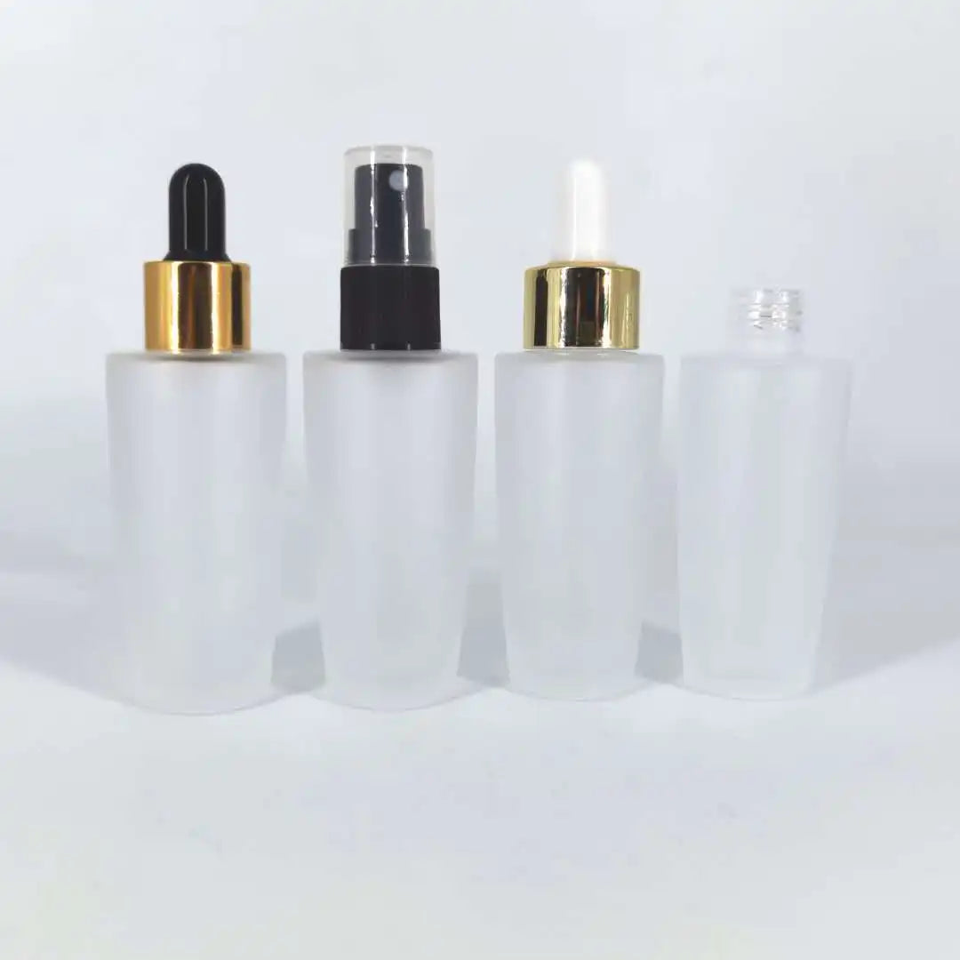 Hot Selling Frosted Bottle Straight Glass Dropper Bottle 30ml 50ml 100ml with Black Rubber Top