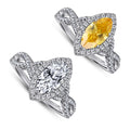 Heart Shape Ring Pink Stone 18K Rose Gold Plated 925 Sterling Silver Engagement Ring Sets for Women