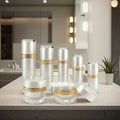 Luxury Pearl White 30ml 50ml 100ml 120ml Set of Plastic Cosmetic Containers with Screw Cap and Lotion Pump