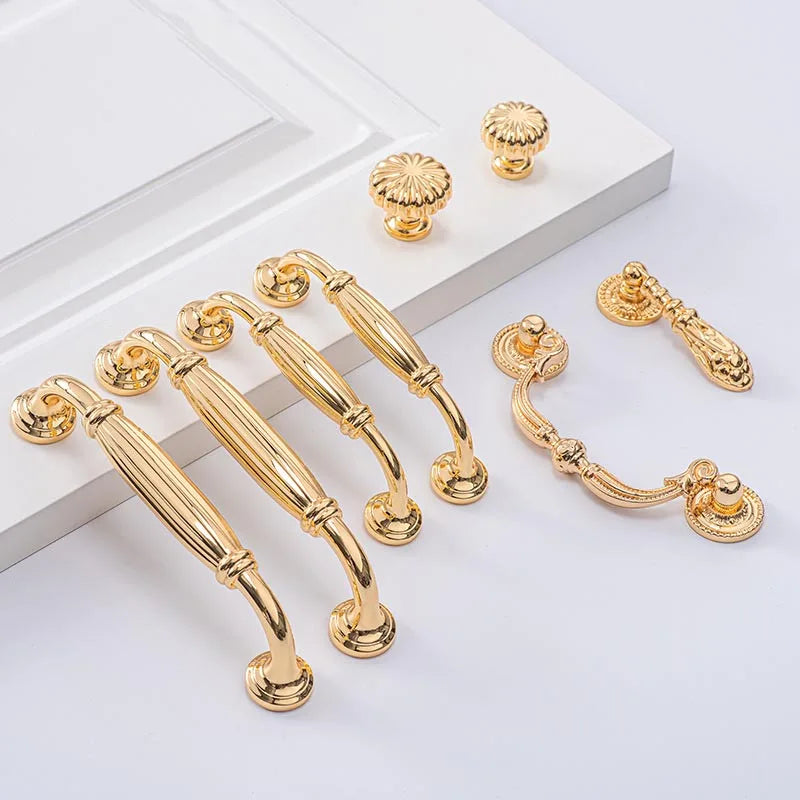 Adjustable Solid Brass Retro Style Gold Kitchen Cabinet Handles Long T-bar for Bedroom Wardrobes Furniture Door Pulls Shoe