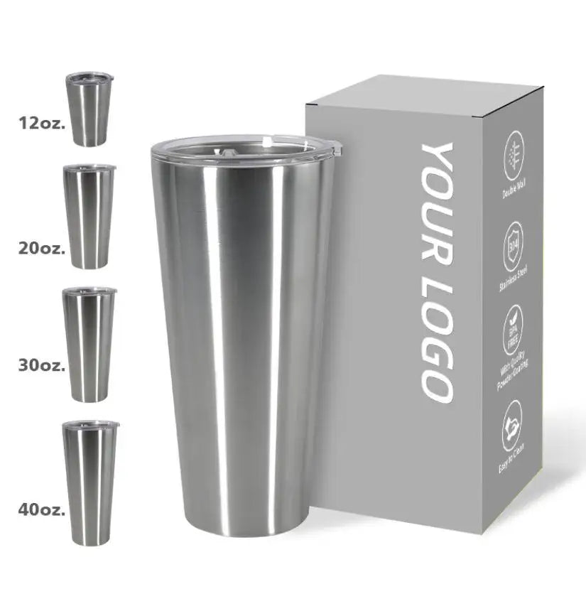 Wholesale 12oz  20oz 24oz 30oz Tapered Tumbler with Lid Custom Stainless Steel Mugs Double Walled Vacuum Insulated Tumbler