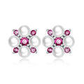 New Design 925 Sterling Silver Bright Shell Pearl Bead Earrings for Women Flower Stud Earrings Wedding Gift Fine Jewelry SCE1429