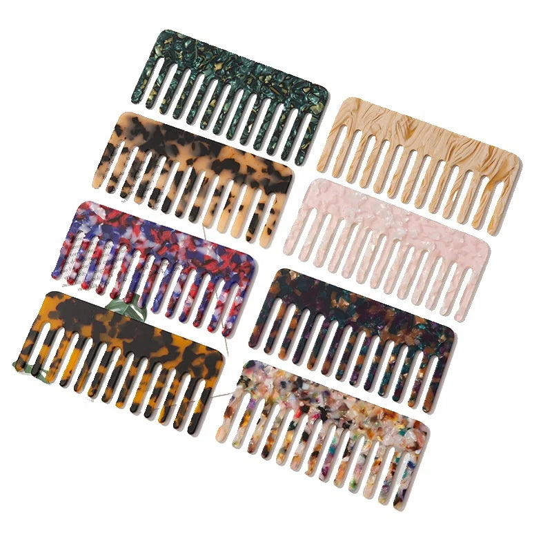 INS Style Hair Custom Logo Wide Tooth Cellulose Acetate Wide Teeth Comb