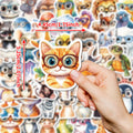 50pcs Cute Animal Stickers Hand Drawn Cartoon Waterproof Decorative Stickers for Kids DIY