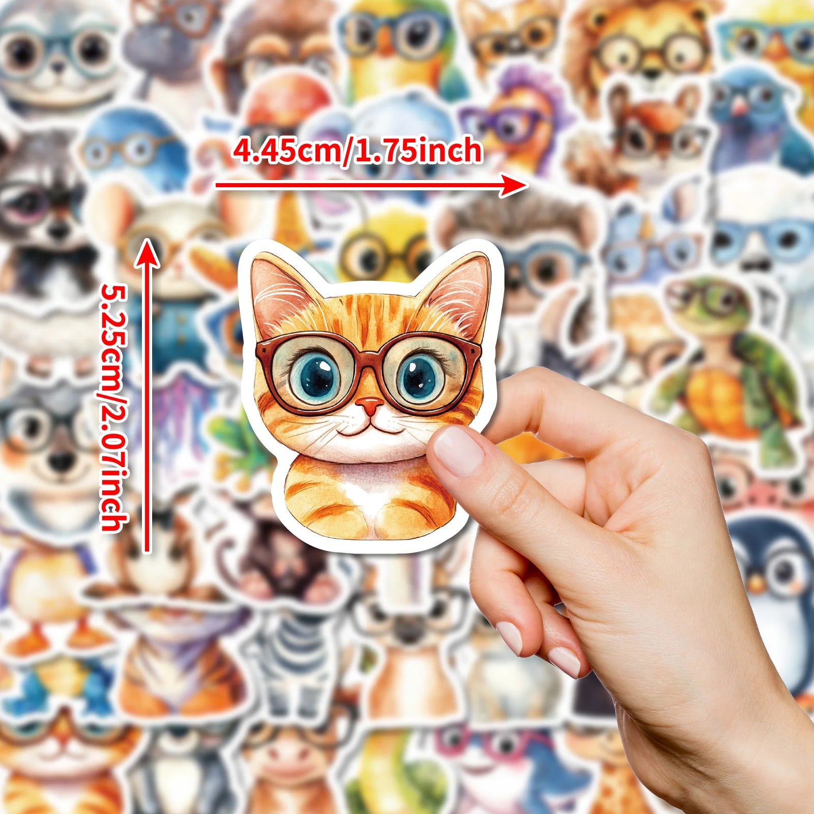 50pcs Cute Animal Stickers Hand Drawn Cartoon Waterproof Decorative Stickers for Kids DIY