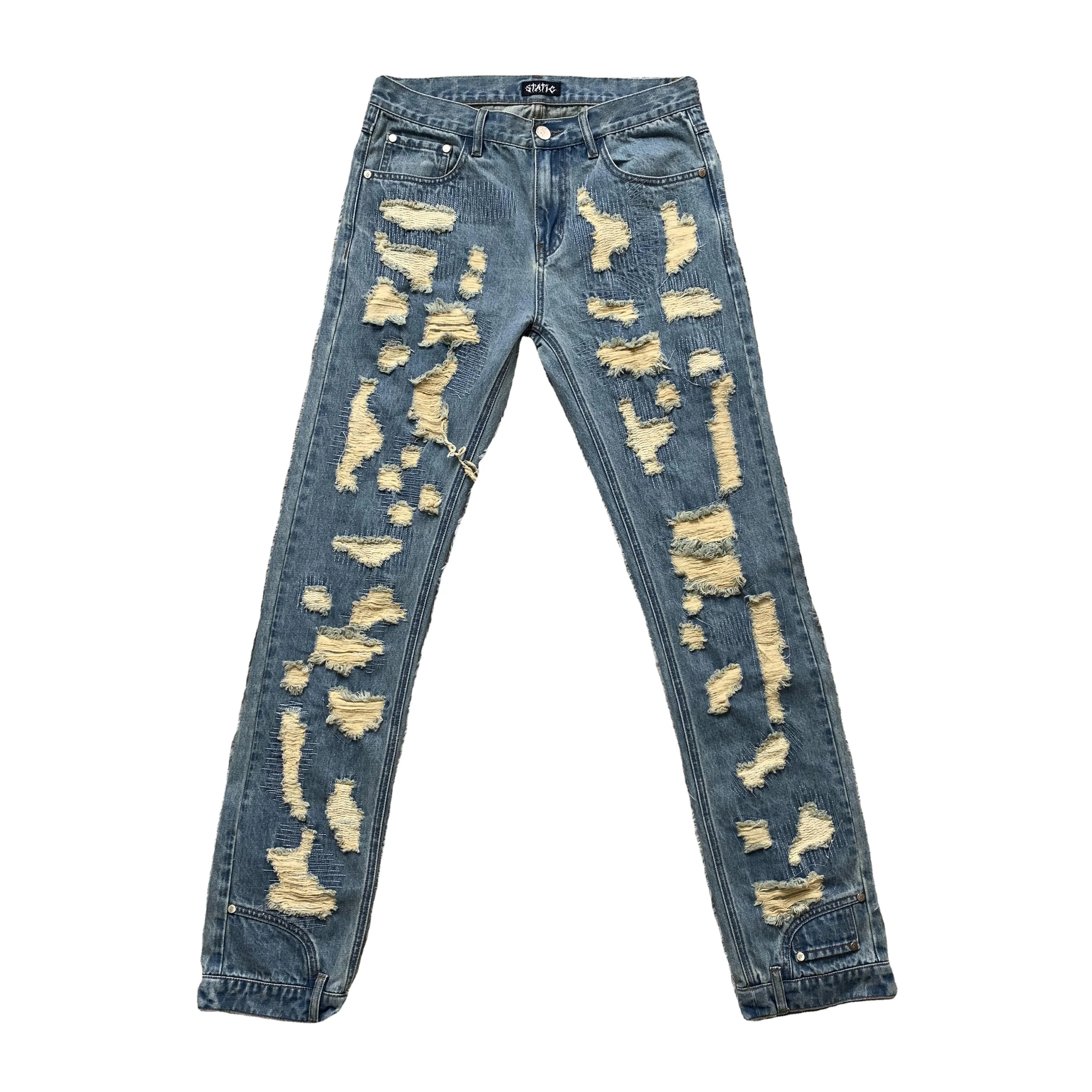 DENIMGUYS Men's Ripped Jeans High Street Men Y2k Heavy Distressing Denim Pants