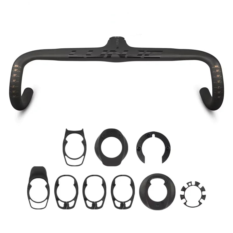 LUNJE Full Carbon Fiber Integrated Drop Bicycle Handlebar Bike Road Bicycles Electric Bicycle Accessories Carbon Handlebars