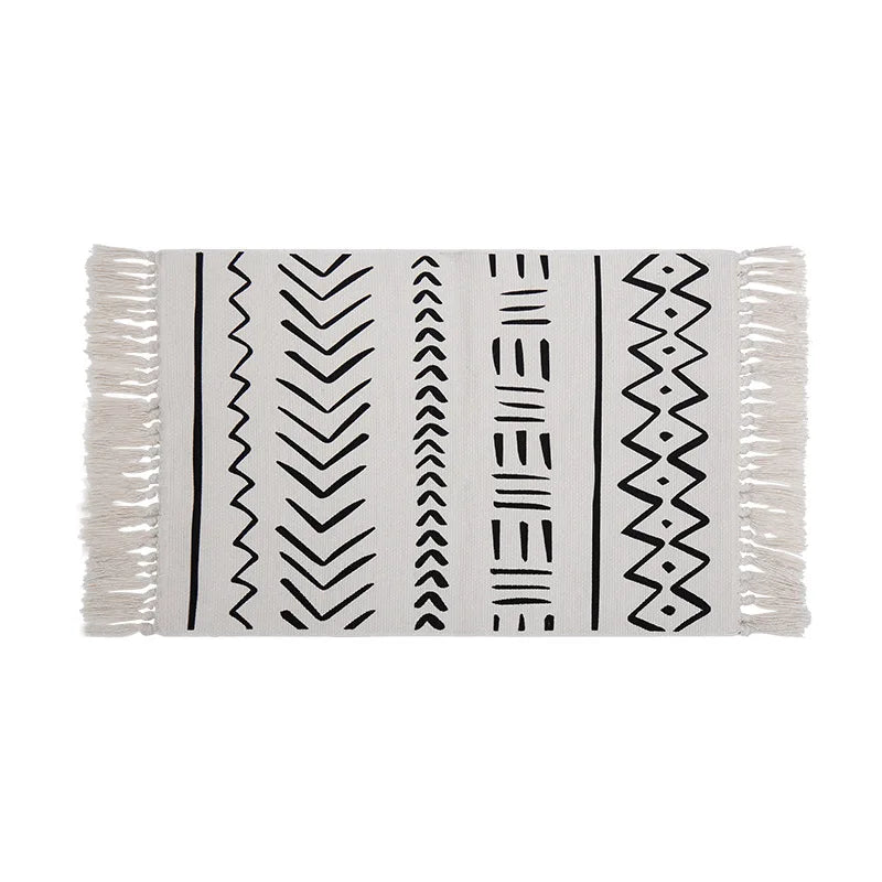 Custom Washable Living Room Picnic Moroccan Bohemian Cotton Print Hand Tufting Area Rugs Carpet