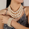 Cross-border Europe and the United States Collarbone Pearl Necklace Set Cross-border Exaggerated Multi-layer Pearls Mom Jewelry