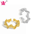 WMJA547 Open Women's S925 Sterling Silver Fine Ring Intertwined Wavy Pattern Texture Silver Rings