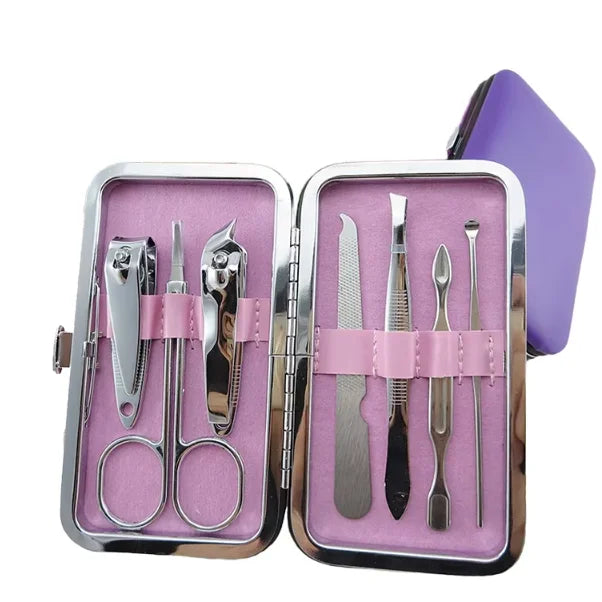 Customizable 7Pcs Stainless Steel Nail Scissor Nail Clippers Set Pedicure Manicure Kit With PU Case