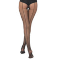 Fashion Trendy Women's Thin Vertical Line Sheer Stocking Slimming High Elastic Anti-Snag Back Seam Black Stockings