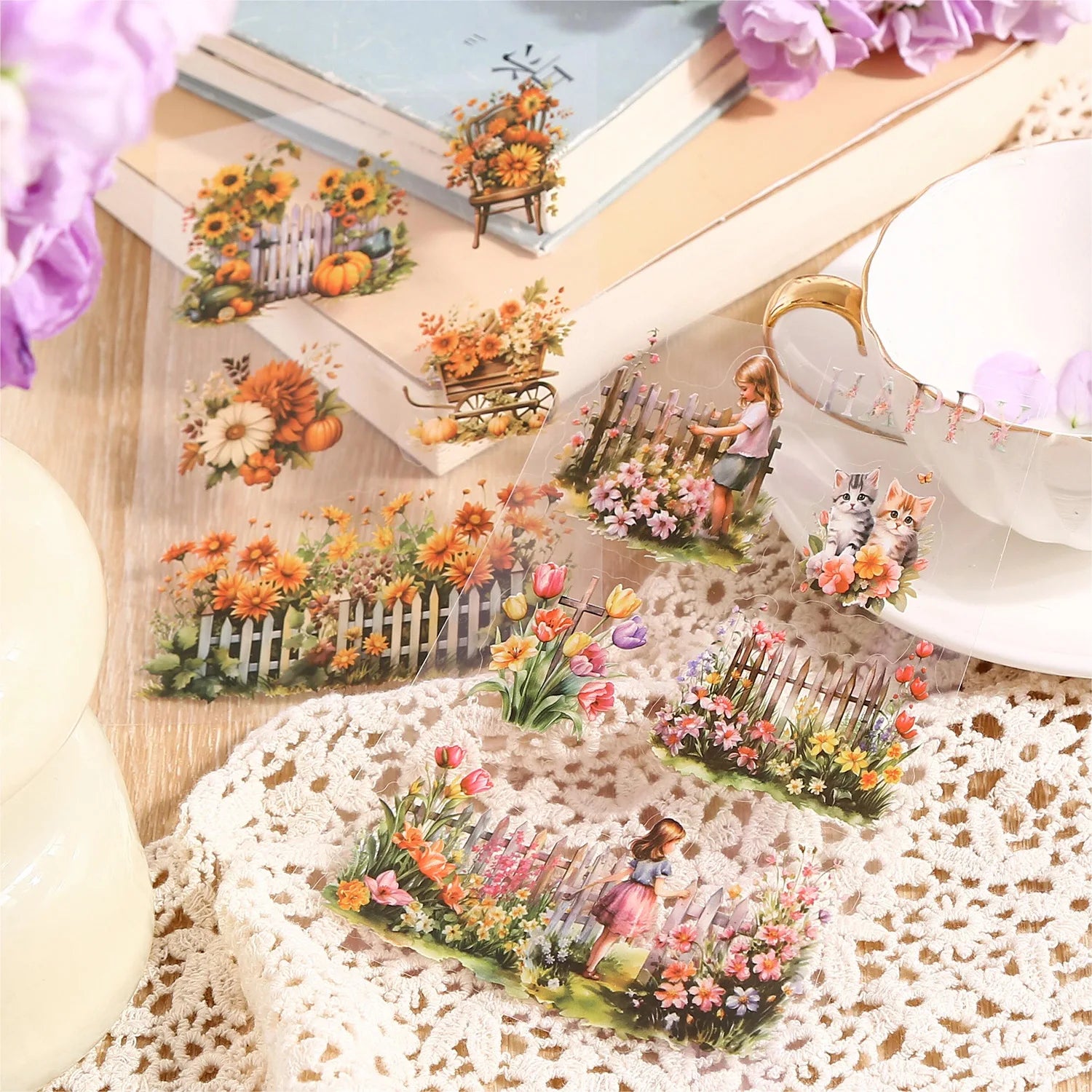 20pcs/pack PET Sticker Book My Garden Series Vintage Handbook DIY Decoration Stickers