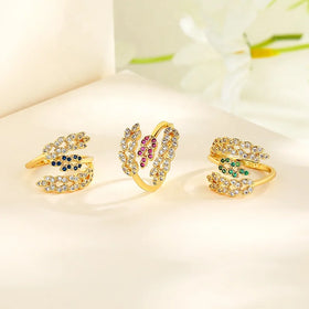 Diamond Engagement 18K Gold Plated Adjustable Half Ring Gold Wedding Ring Fashion Fine Jewelry Rings