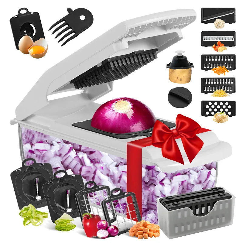 2024 Full New 18 in 1 Vegetable Cutter Onion Chopper Fruits Slicer Potatoes Peeler Manual Vegetable Slicer and Chopper MegaBDM