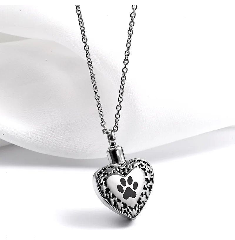 New Design Stainless Steel Heart Pet Ashes Urn Pendant Memorial Necklace