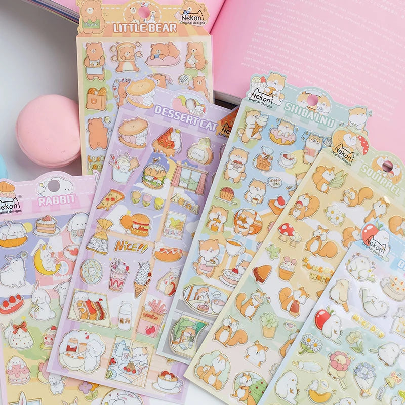 Nekoni  Shiba Lnu Rabbit Cat Squirrel Birdie Bear Animal Stickers Deals  for Gilding Luminous Stickers Sheet