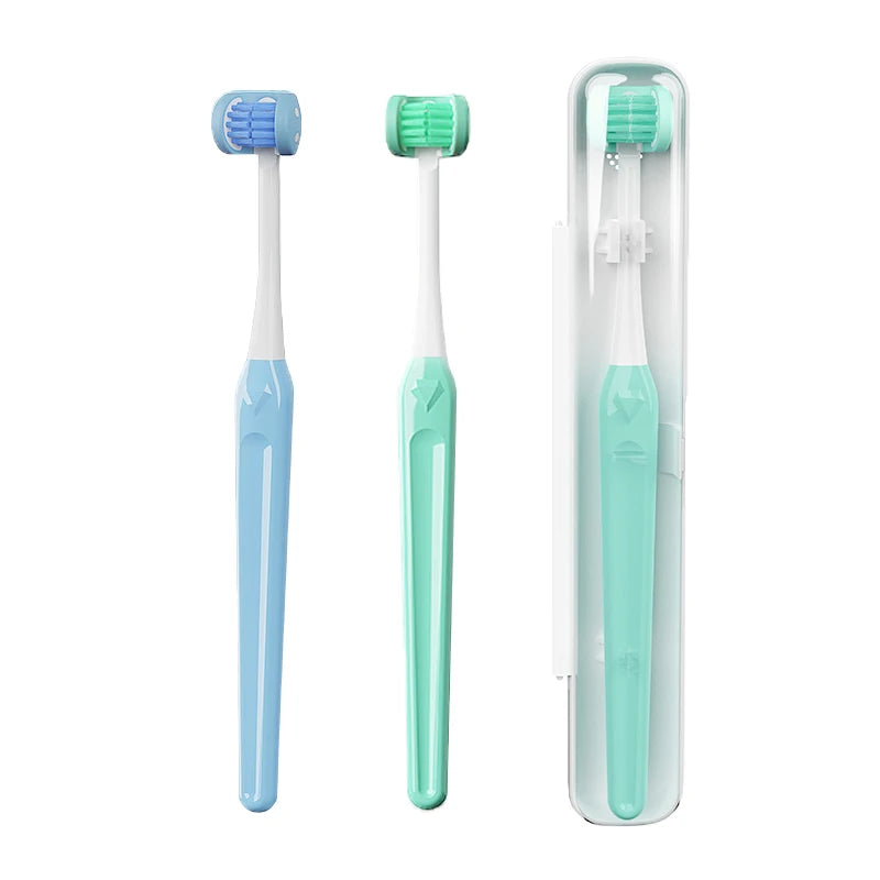 Hot Sale Wholesale 3-Sided Manual Toothbrush Adults Soft Medium Bristle PP Handle Colorful PBT Material Home Travel Hotel Box